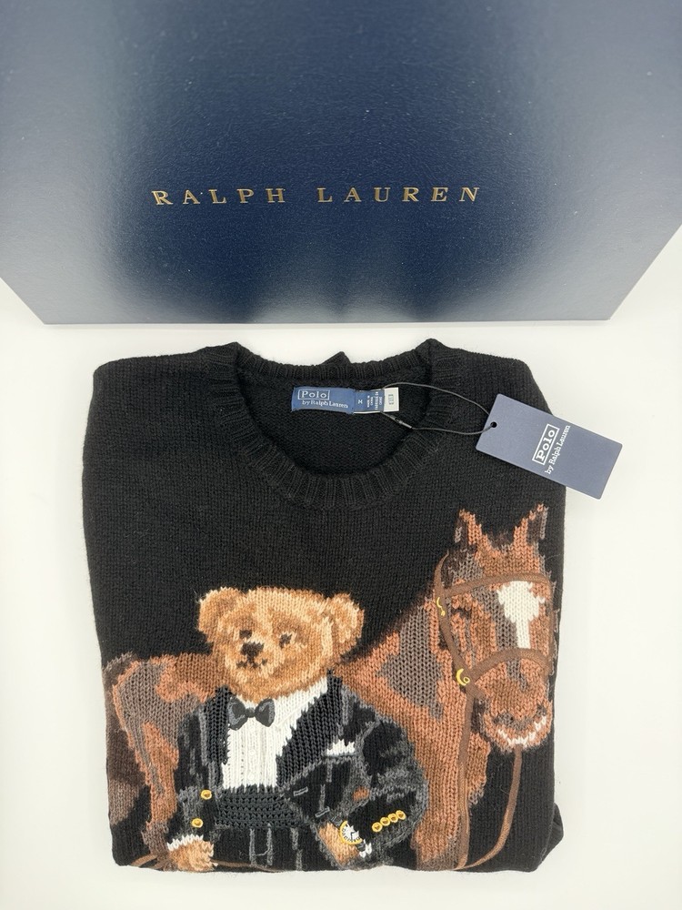 Polo Ralph Lauren Men's Polo Bear Horse Wool Sweater - Size Medium