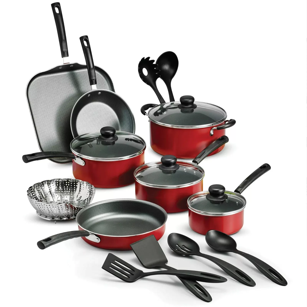 Tramontina Primaware 18 Piece Non-stick Cookware Pots And Pans Set Kitchen, Red