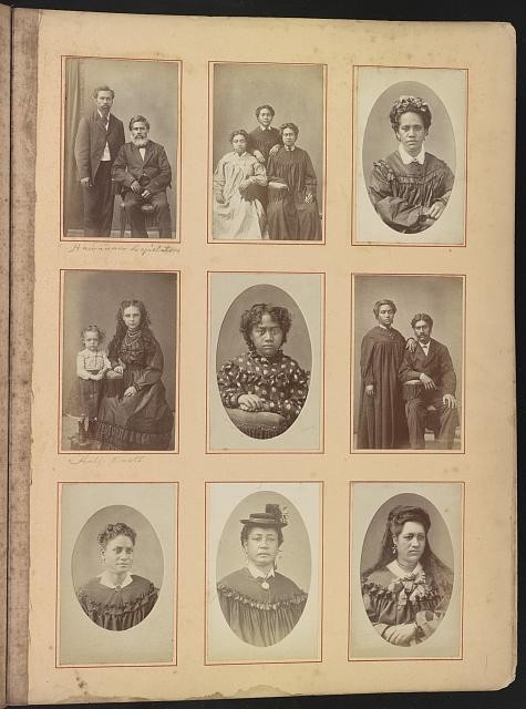 Photo:Hawaii album, p. 11, portraits of Hawaiian women, men and children