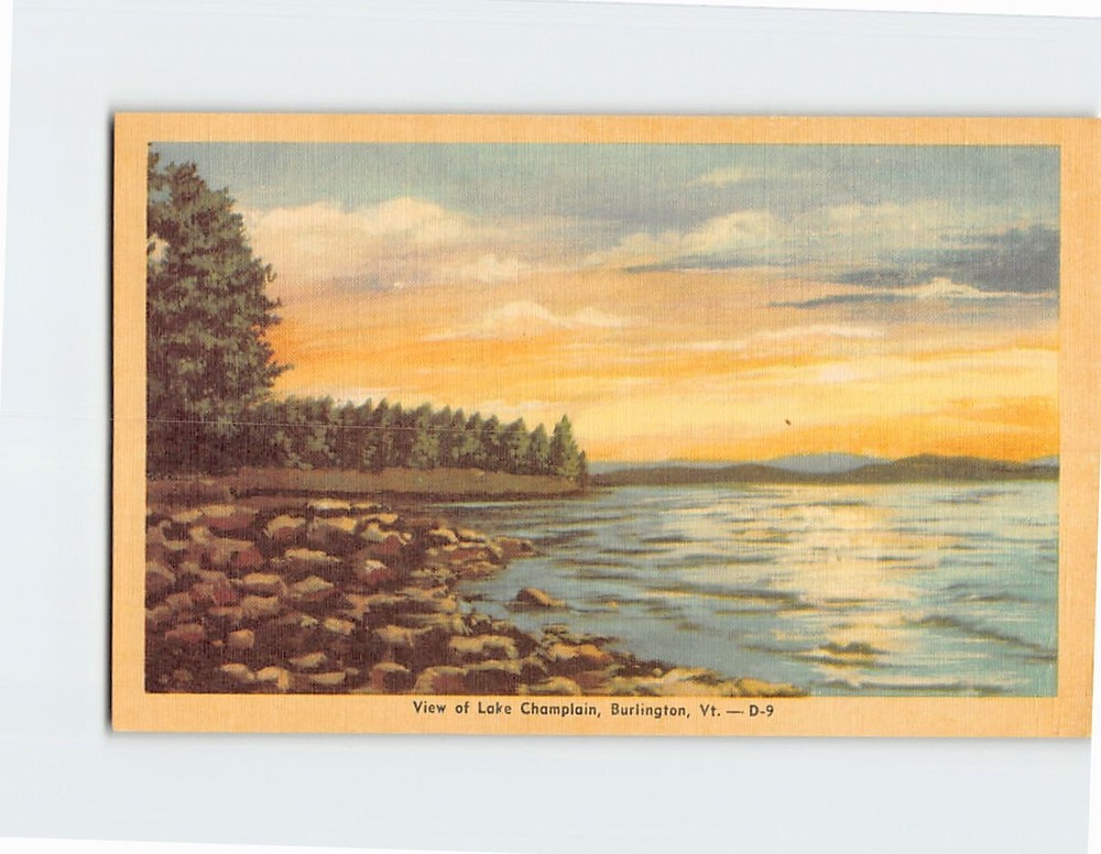 Postcard View of Lake Champlain Burlington Vermont USA
