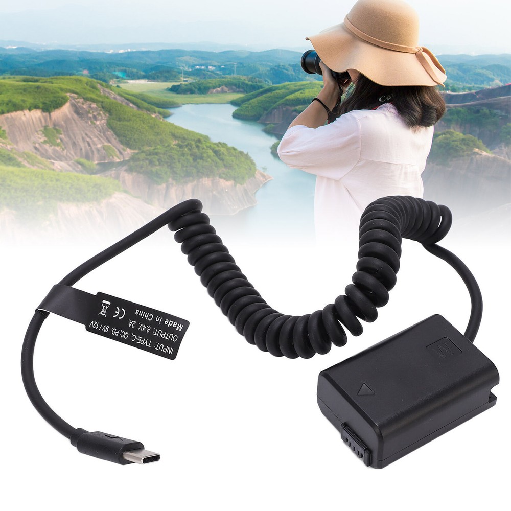 Type C Power Adapter DC Coupler FW50 Full Decoded Dummy Battery for Sony A6000