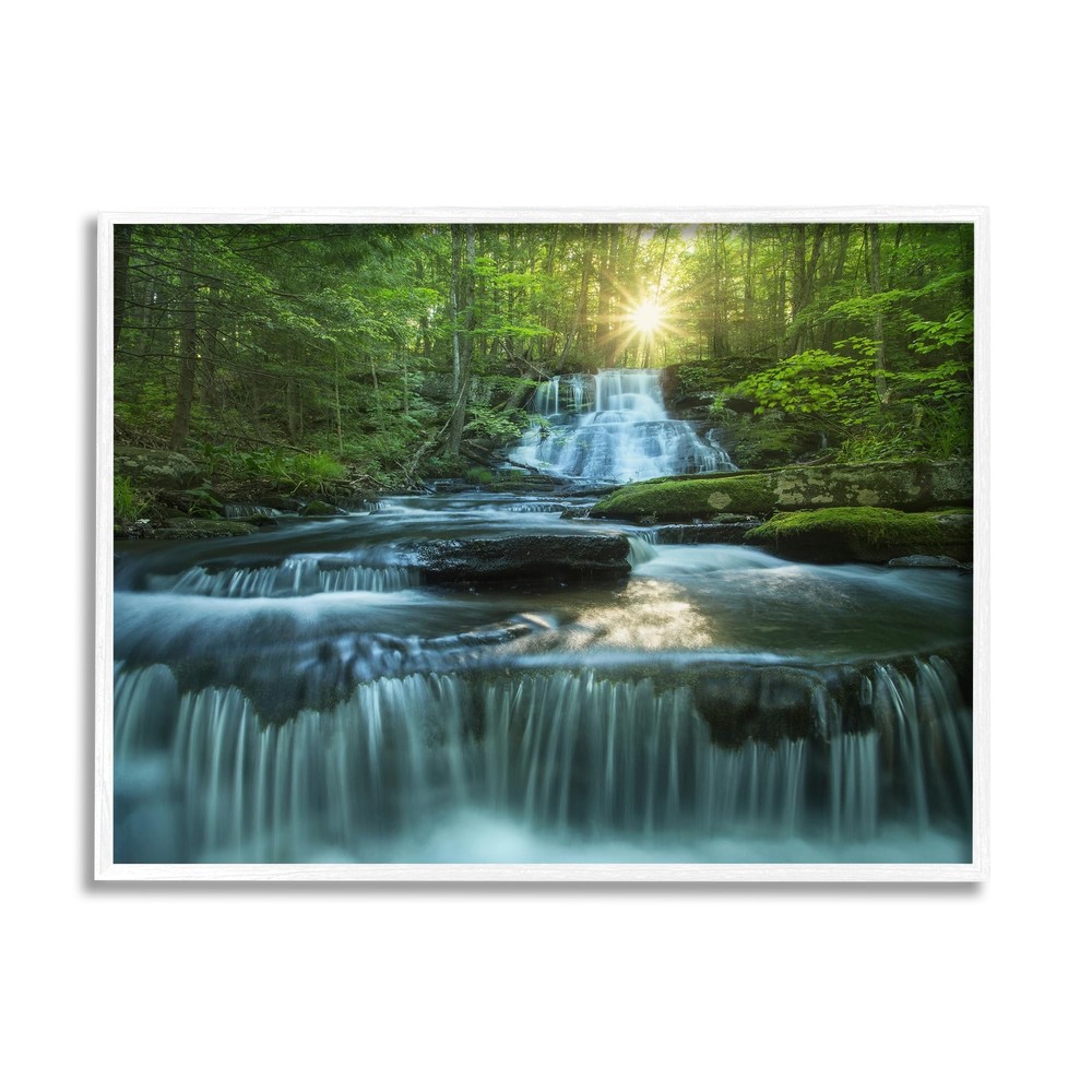 Stupell Industries Rocky Waterfall Landscape White Framed Giclee Art Design b...