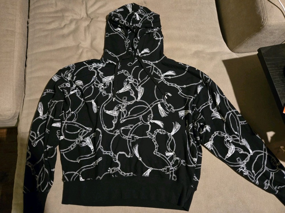Lauren Ralph Lauren Print French Terry Hoodie Medium M Equestrian Tack Print