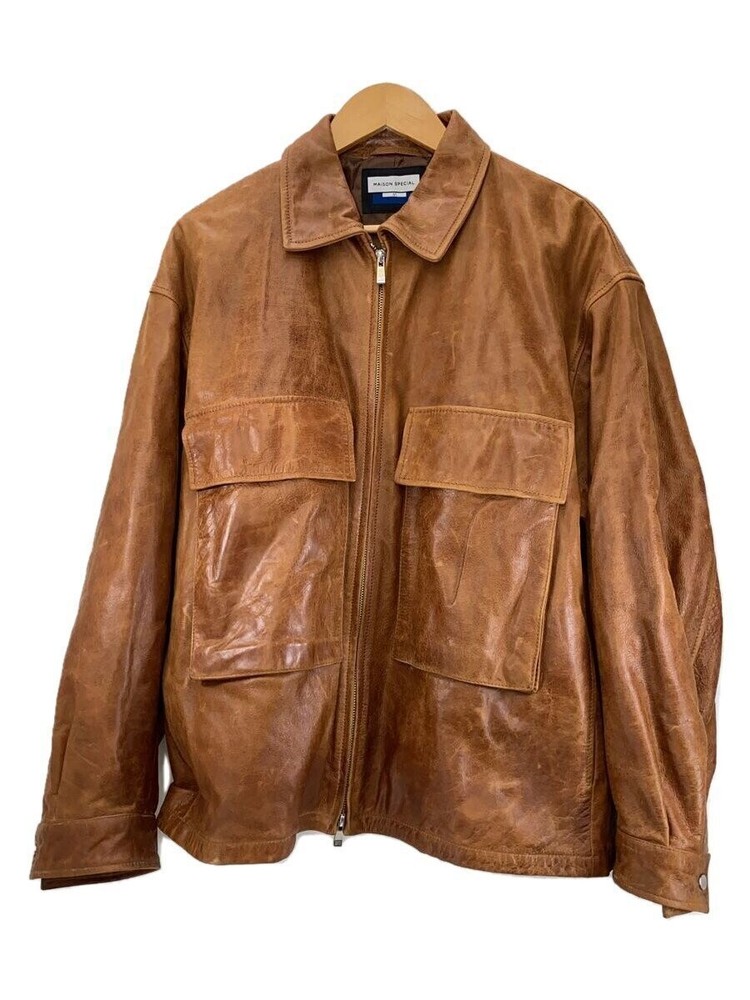 Maison Special Brown Cowhide Leather Jacket Blouson Size 1