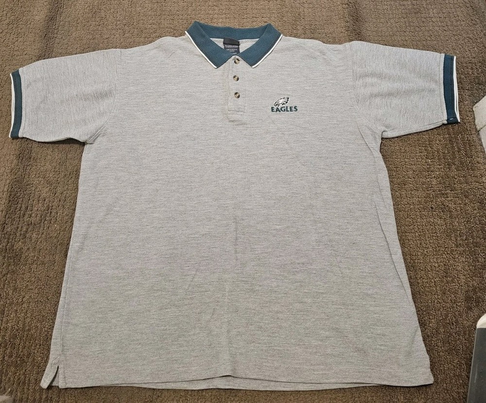 Vintage 90s NFL The Edge - PHILADELPHIA EAGLES - Men's Gray Polo SHIRT - Large