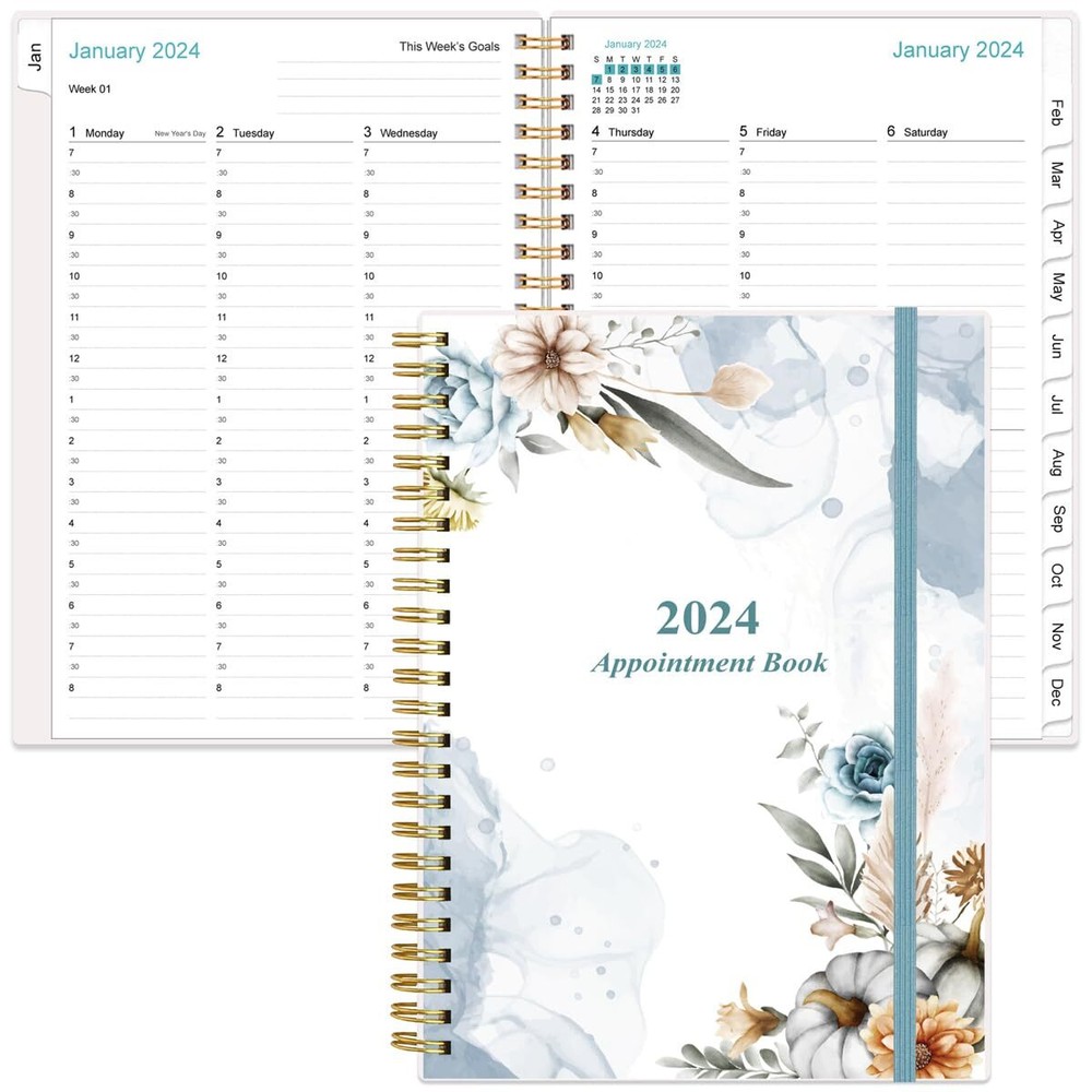 2024 Appointment Book January 2024 to December 2024 Daily Hourly Planner