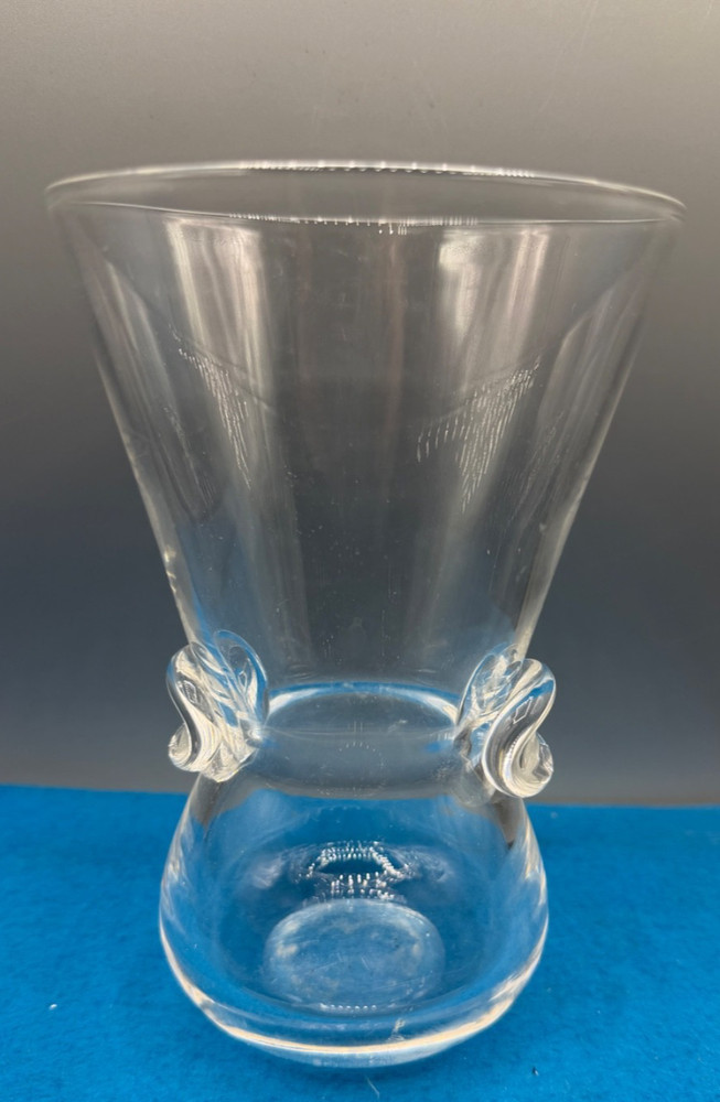 Vintage Steuben Crystal Art Glass Signet Thumb Print Signed Vase 6