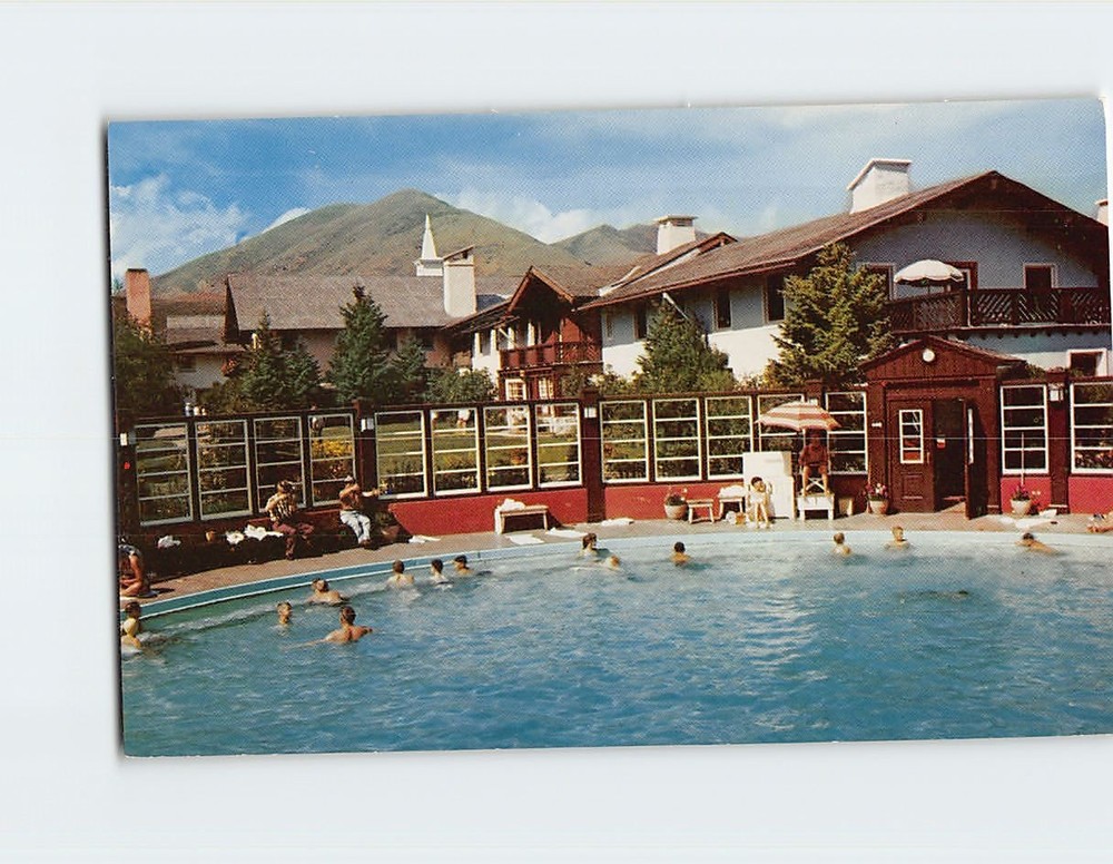 Postcard The glassed in warm water pool at Challenger Inn Sun Valley Idaho USA