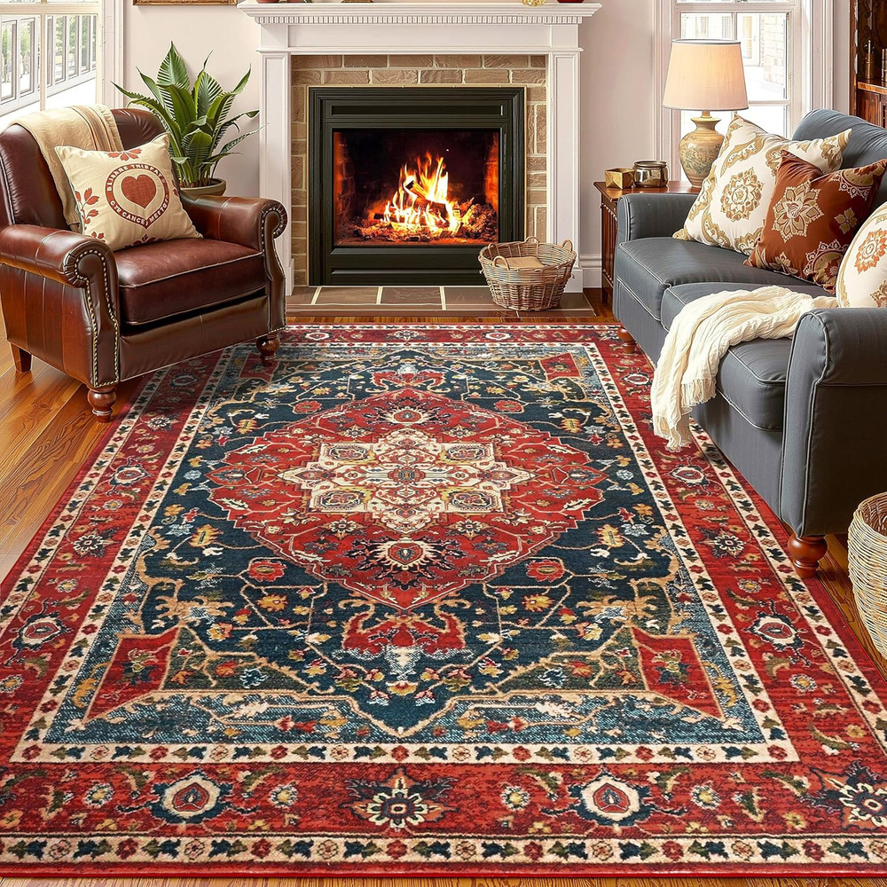 Area Rugs for Living Room 4X6 Machine Washable Rugs for Bedroom, Non Slip Floral