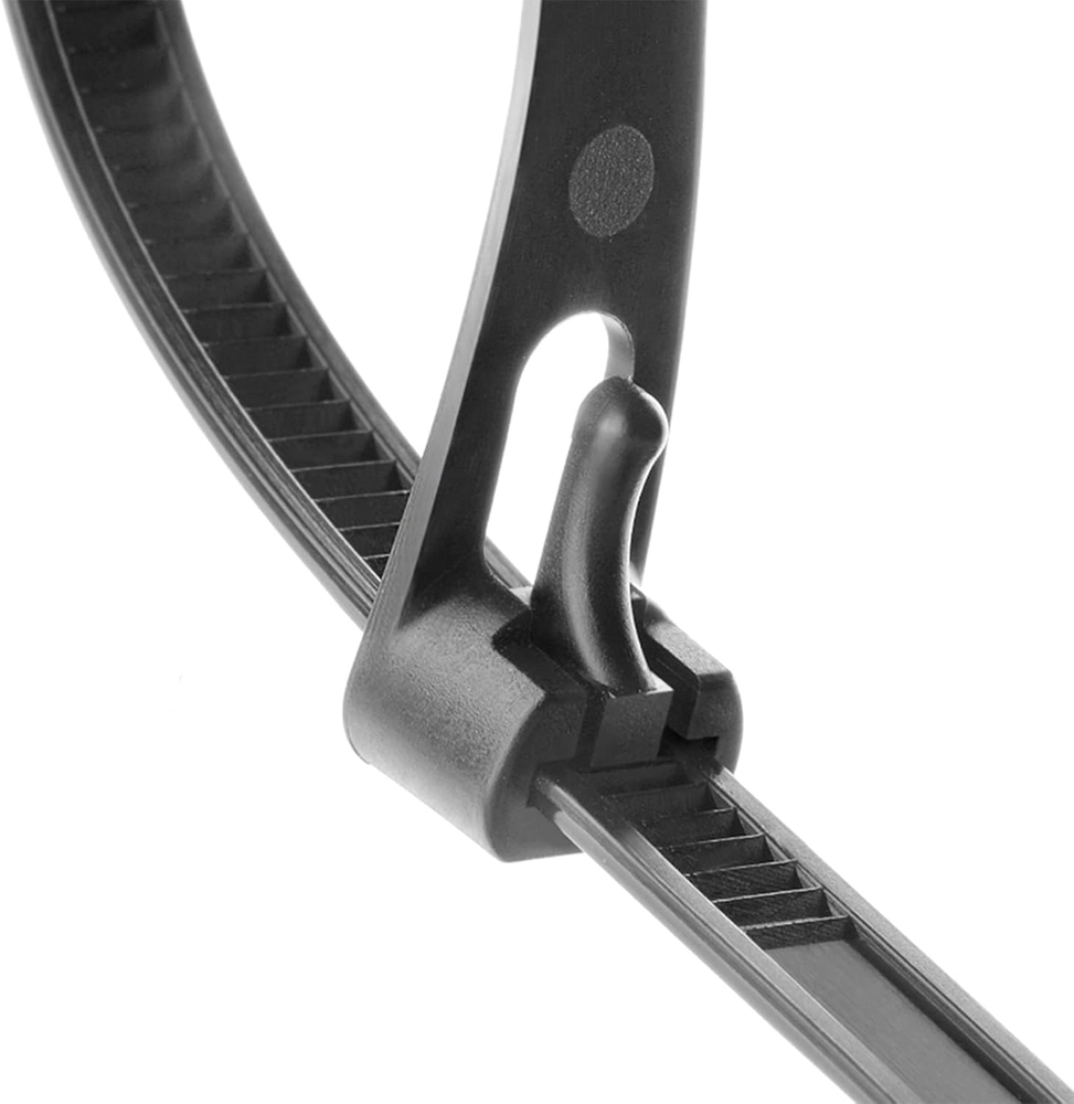 Releasable Reusable 12 Inch Heavy Duty Black Cable Zip Ties