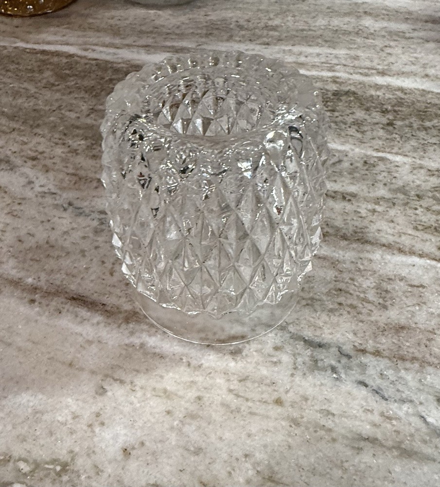Vintage Clear Glass Fairy Lamp Shade TOP Diamond Pattern Point Replacement Globe