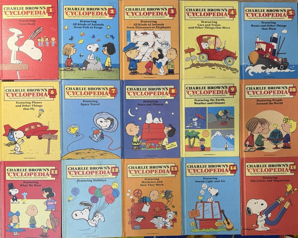 Complete Set 1-15 CHARLIE BROWN'S 'CYCLOPEDIA Charles Schulz 1980 HB