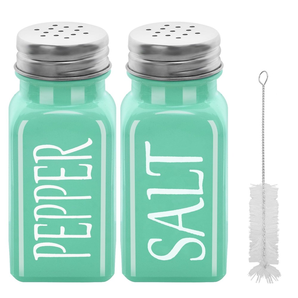 Cute 2.8oz Glass Salt and Pepper Shakers Set with Stainless Steel Lid - 2pc