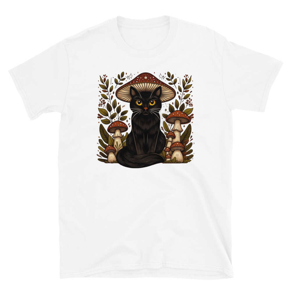 Cottagecore Cat Mushroom T-shirt - Cat Lovers Art Graphic Tee
