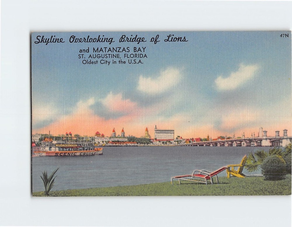 Postcard Skyline Overlooking Bridge of Lions & Matanzas Bay St Augustine Florida