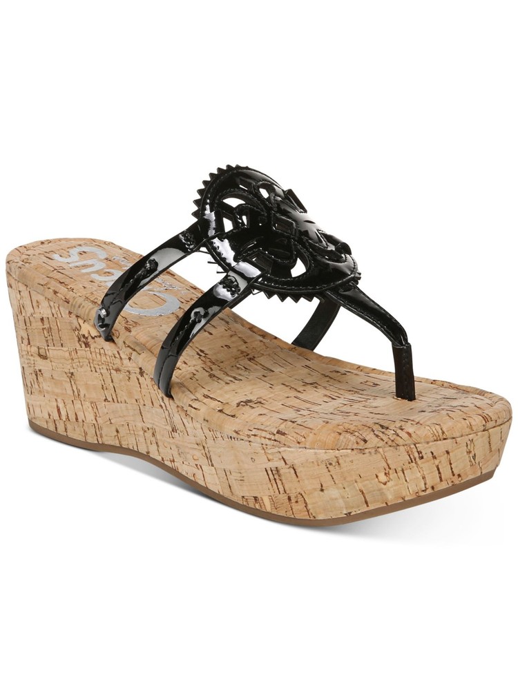 Sam Edelman Circus Womens Black Sunburst Rocky Wedge Sandals 1 Inch Platform Size 7 M