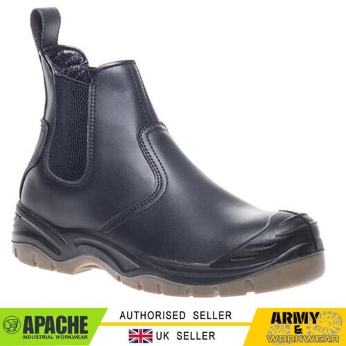 Apache Black Safety Dealer Boot S3,SRC Steel Toe Cap & Midsole Anti-scuff toe