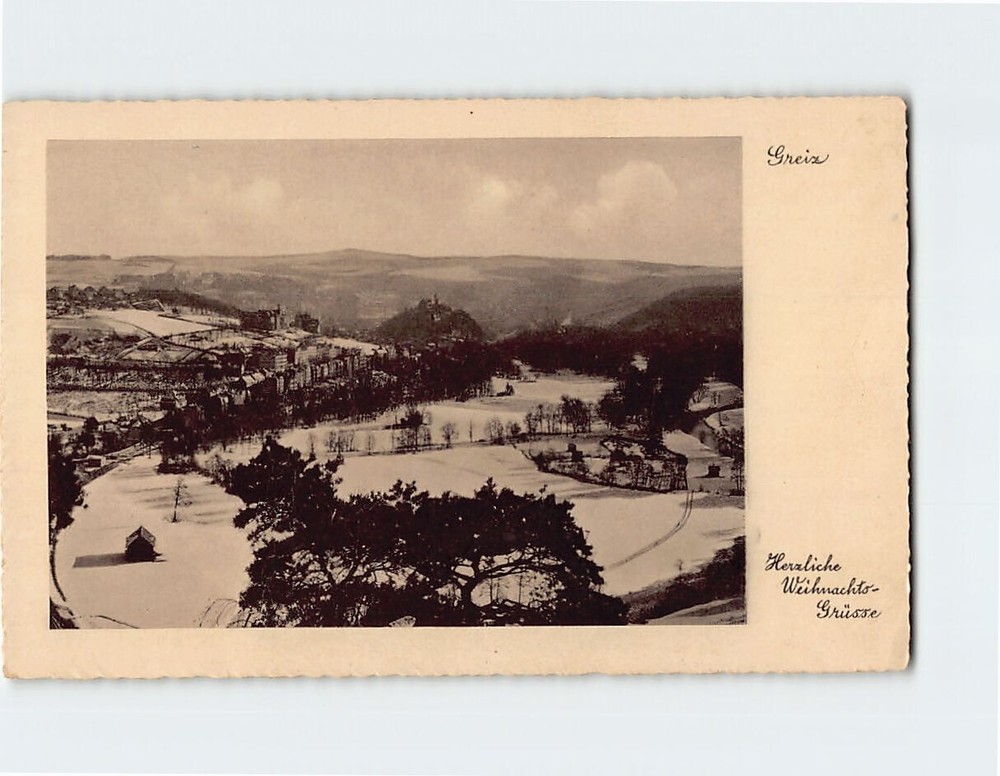 Postcard Winter Scene Greiz Germany Christmas Greetings Card