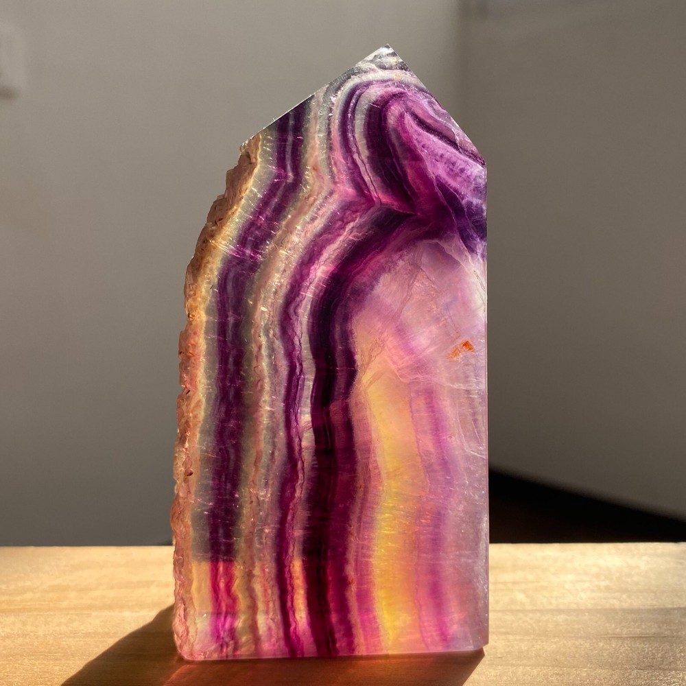Natural Rainbow Fluorite Tower Crystal 226g for Healing and Reiki Energy