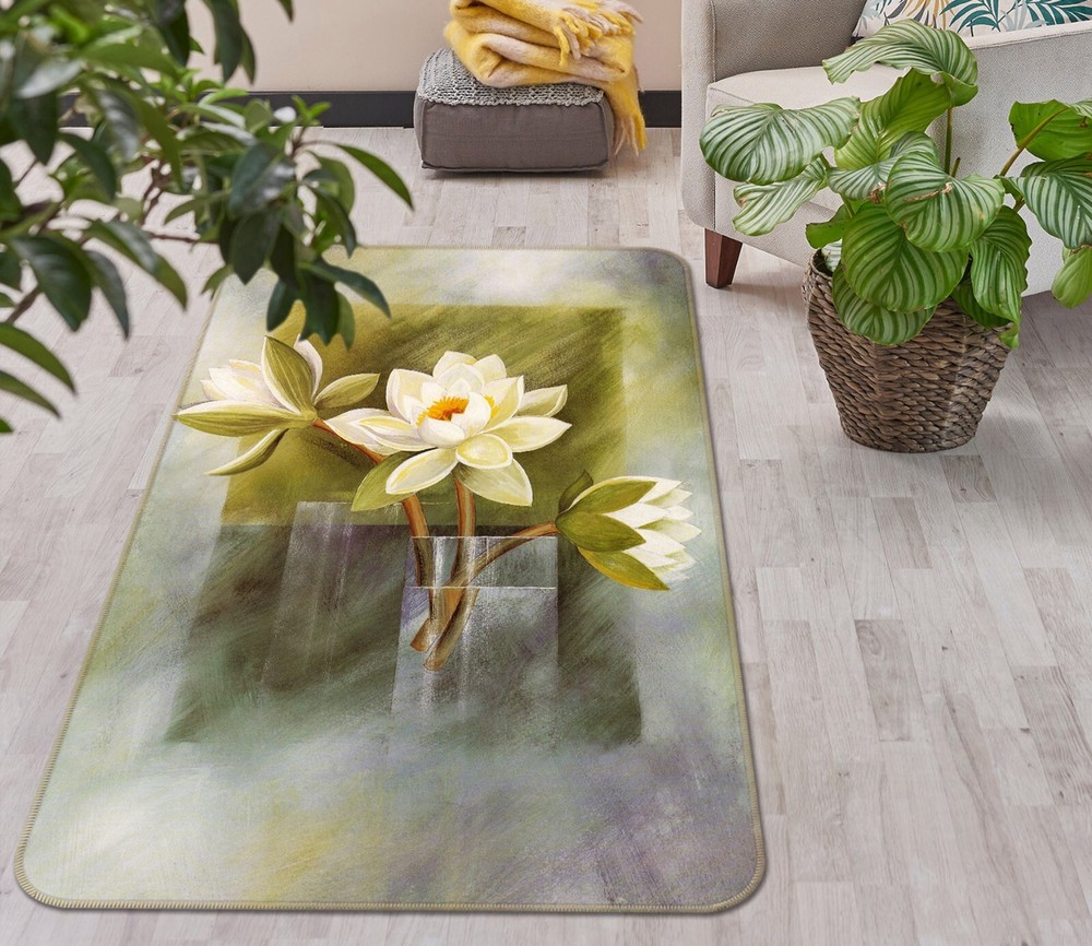 3D White Petals ZHUC259 Game Non Slip Carpet Mat Photo Carpet Amy