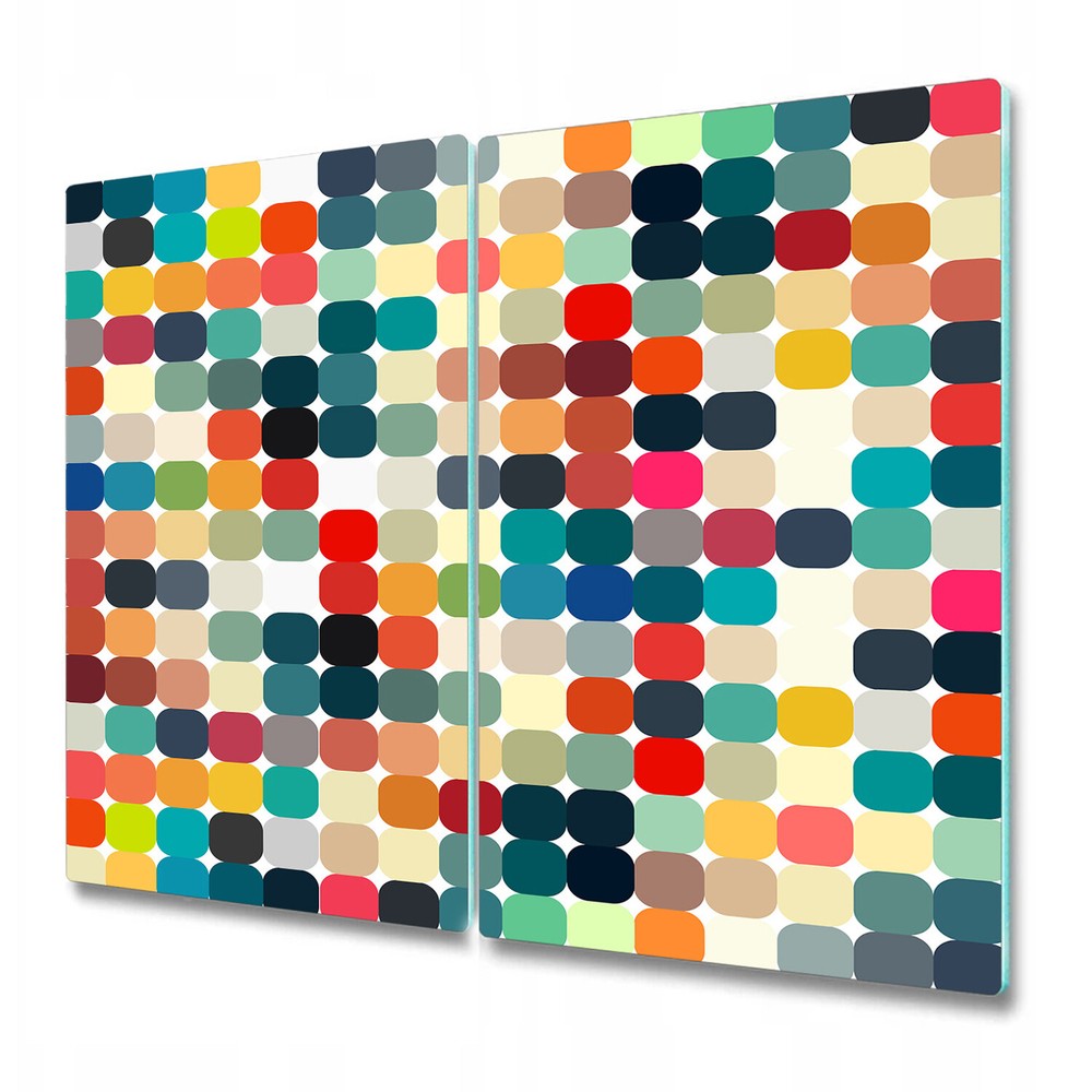 Glass Kitchen Chopping Board Abstract geometric retro pink blue and yellow