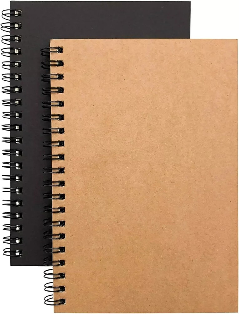 Soft Cover Spiral Notebook Journal 2-Pack, Blank Sketch Book Pad, Wirebound Memo