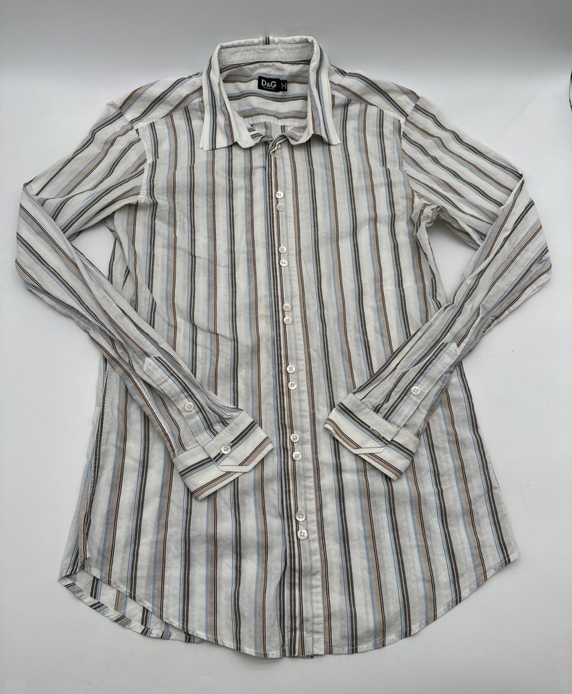 Dolce & Gabbana Button Up Shirt Men Size 52 Striped Multicolor …#21610