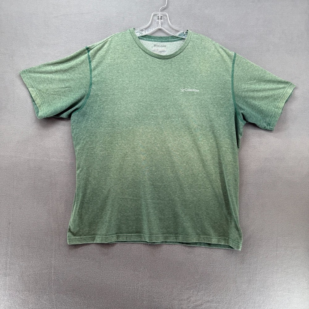 Columbia T-Shirt Mens 2XL Heather Green Omni Wick Evap Logo Lightweight Outdoor