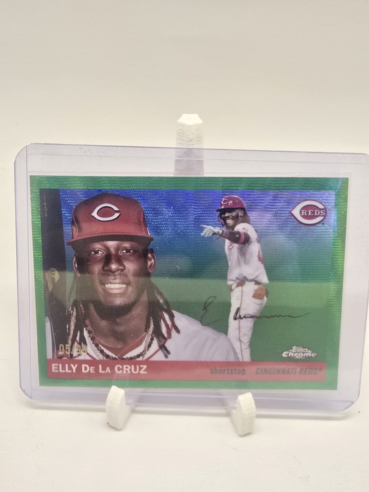 2025 Topps Chrome Platinum Elly De La Cruz Green Wave Refractor /99 Reds