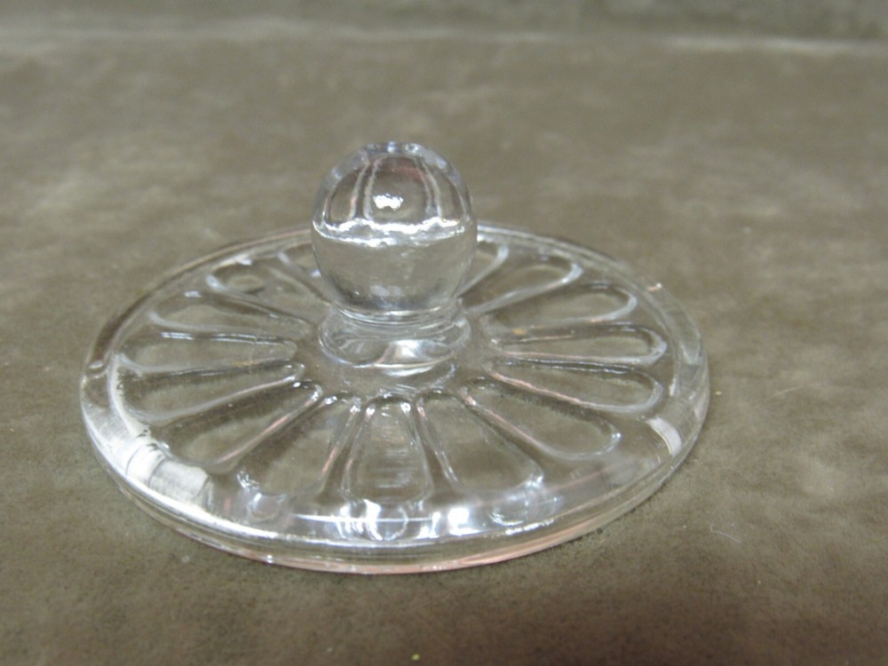 Vintage 1930s Clear Glass Butter Mold with Daisy & Lemon Design