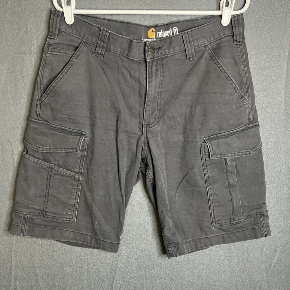 Carhartt  Rugged Cargo Shorts Mens Size 33 Relaxed Fit Grey Hook And Loop