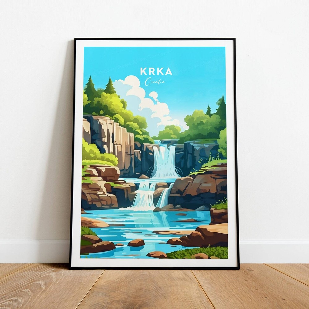 Krka National Park Travel Poster Croatia Scenic Landscape Print  