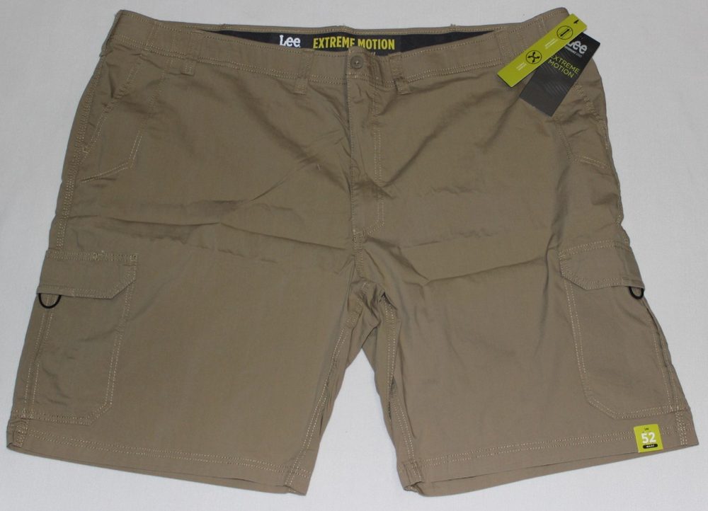NWT Lee Extreme Motion Men's Cargo Shorts Size 52 Tan Performance Series Stretch