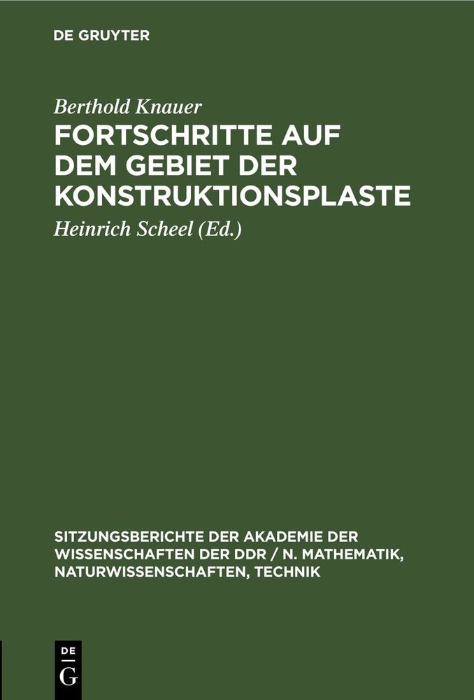Berthold Knauer Fortschritte Auf Dem Gebiet Der Konstruktionsplaste (Hardback)