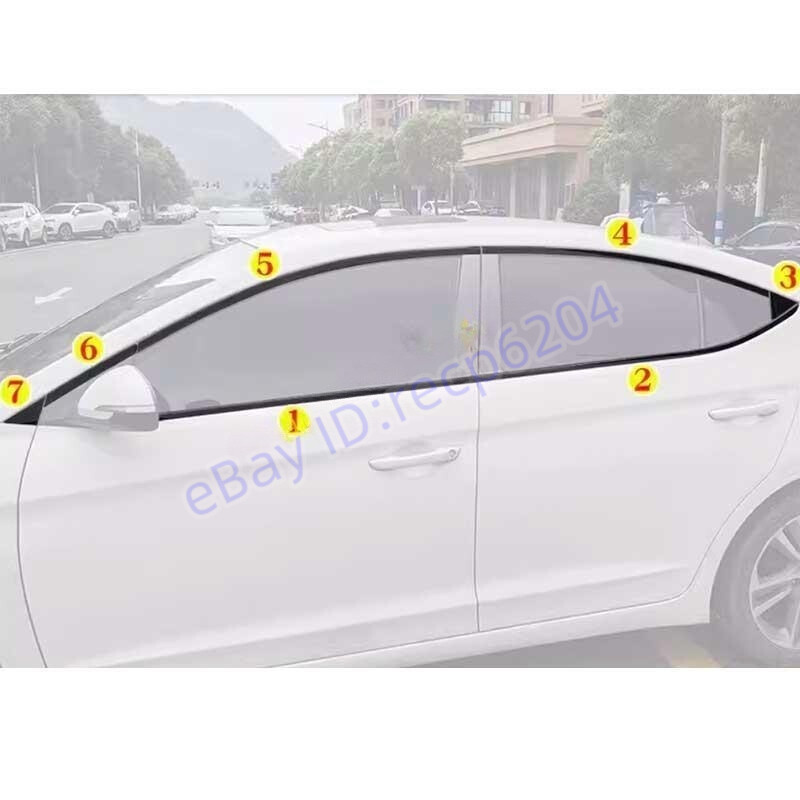 Black Titanium Window Sill Molding Strip Trim 14PCS For Hyundai Elantra 17-2020