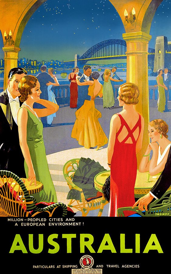 Vintage Travel Poster Sydney Harbour Bridge *FRAMED* CANVAS ART  16