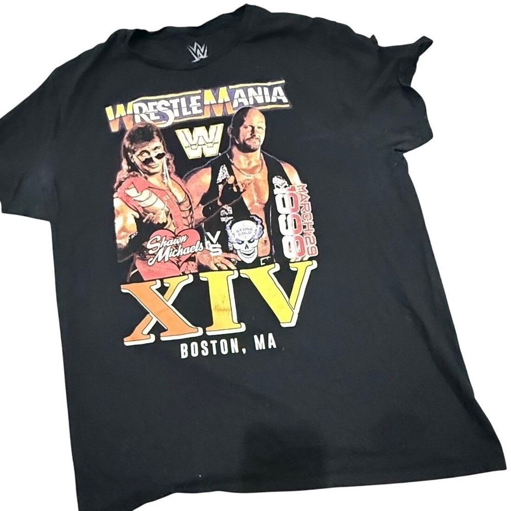 WWE WrestleMania XIV Shawn Michaels Stone Cold Steve Austin 1998 Black T-Shirt M