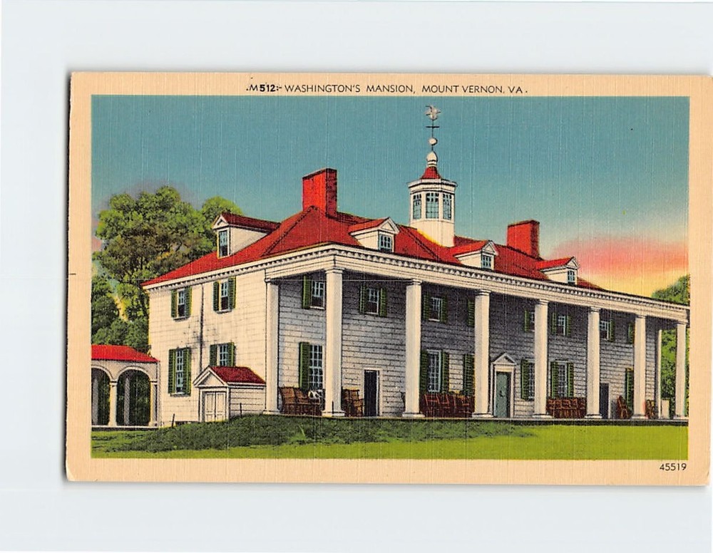 Postcard Washington's Mansion Mt. Vernon Virginia USA