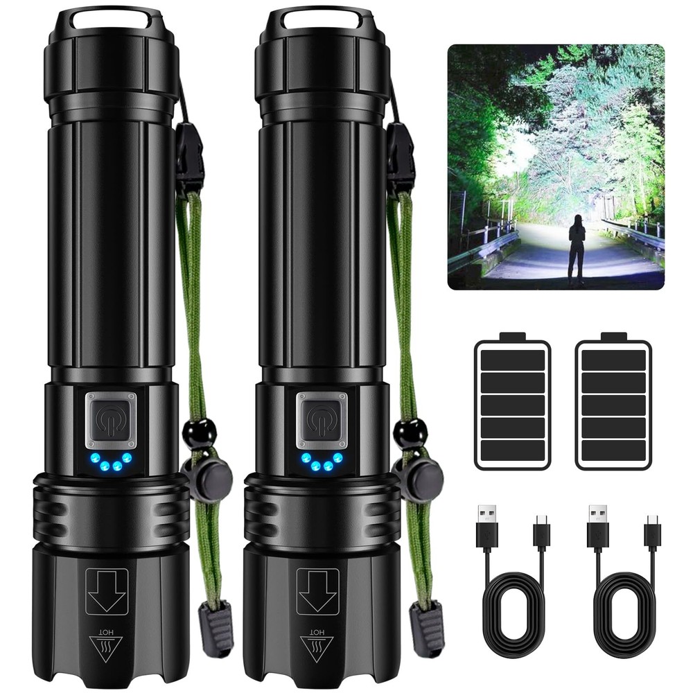 High Lumen Rechargeable Flashlight with 990000 Super Bright LED Light