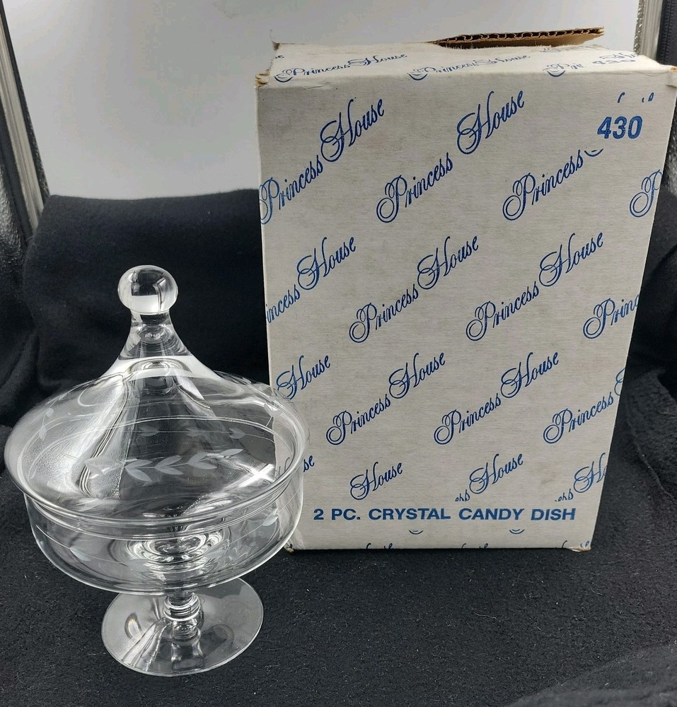 Princess House Heritage Candy Dish with Lid Footed Crystal #430