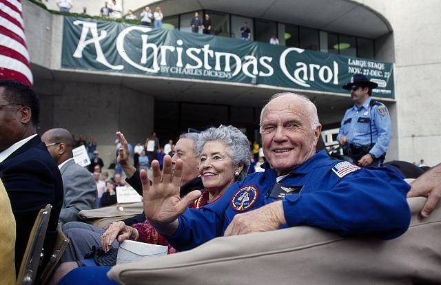 John Glenn,wife Annie,1998 Parade Honoring U.S. Astronauts,Houston,Texas,TX