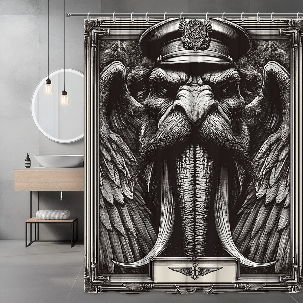Black White Gothic Elephant Shower Curtain Graphic Print