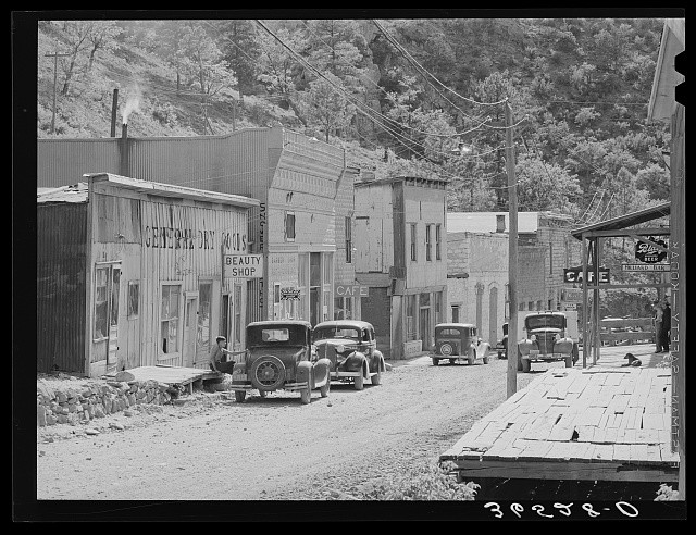 Photo:Mogollon New Mexico 1940 Main Street Gold Mining Town Cars Caf�