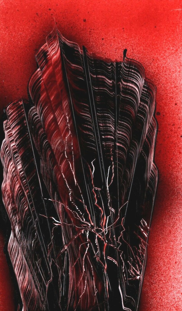 Painting of a Rock Column Crumbling away in Dark to Red by artist Jason Girard