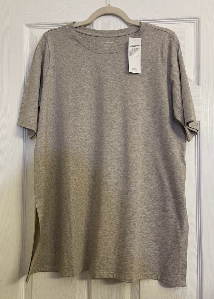 NWT $88 Eileen Fisher Dove Melange Fine Organic Cotton Jersey Crew Neck Tunic XL
