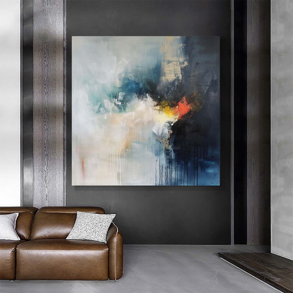 Mesmerizing Hand-Painted Oil Painting abstract Wall Art Living Room Blue