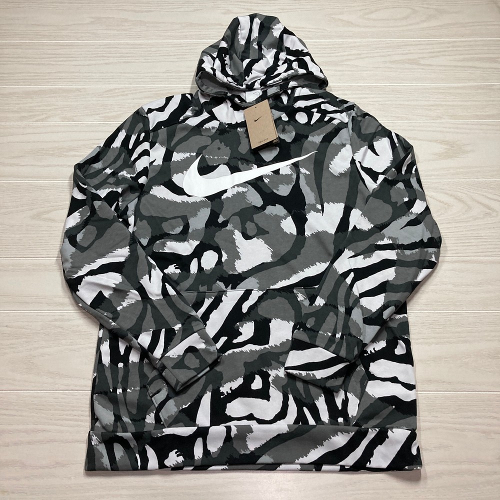 Nike Dri-FIT Clash Men's Training Pullover Hoodie Gray Black Size Medium DM8134