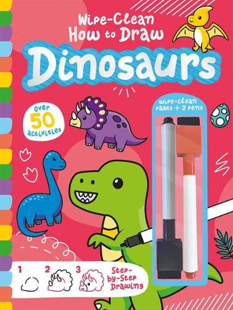 Wipe-Clean How to Draw Dinosaurs by Jenny Copper Hardcover Book