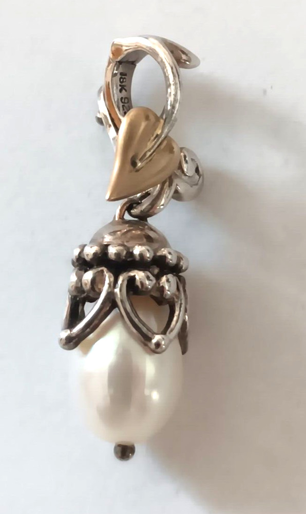 Barbara Bixby Sterling Silver/18K Cultured Freshwater Pearl Charm