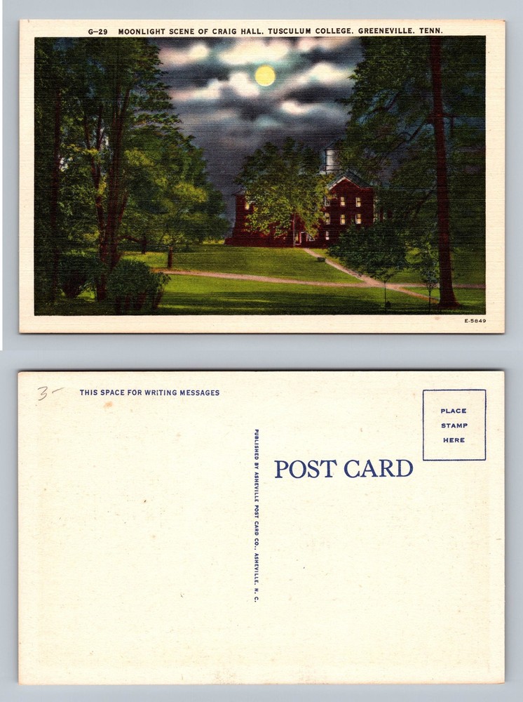 Greeneville, TN-Tennessee Craig Hall Tusculum College View Card Vintage Postcard